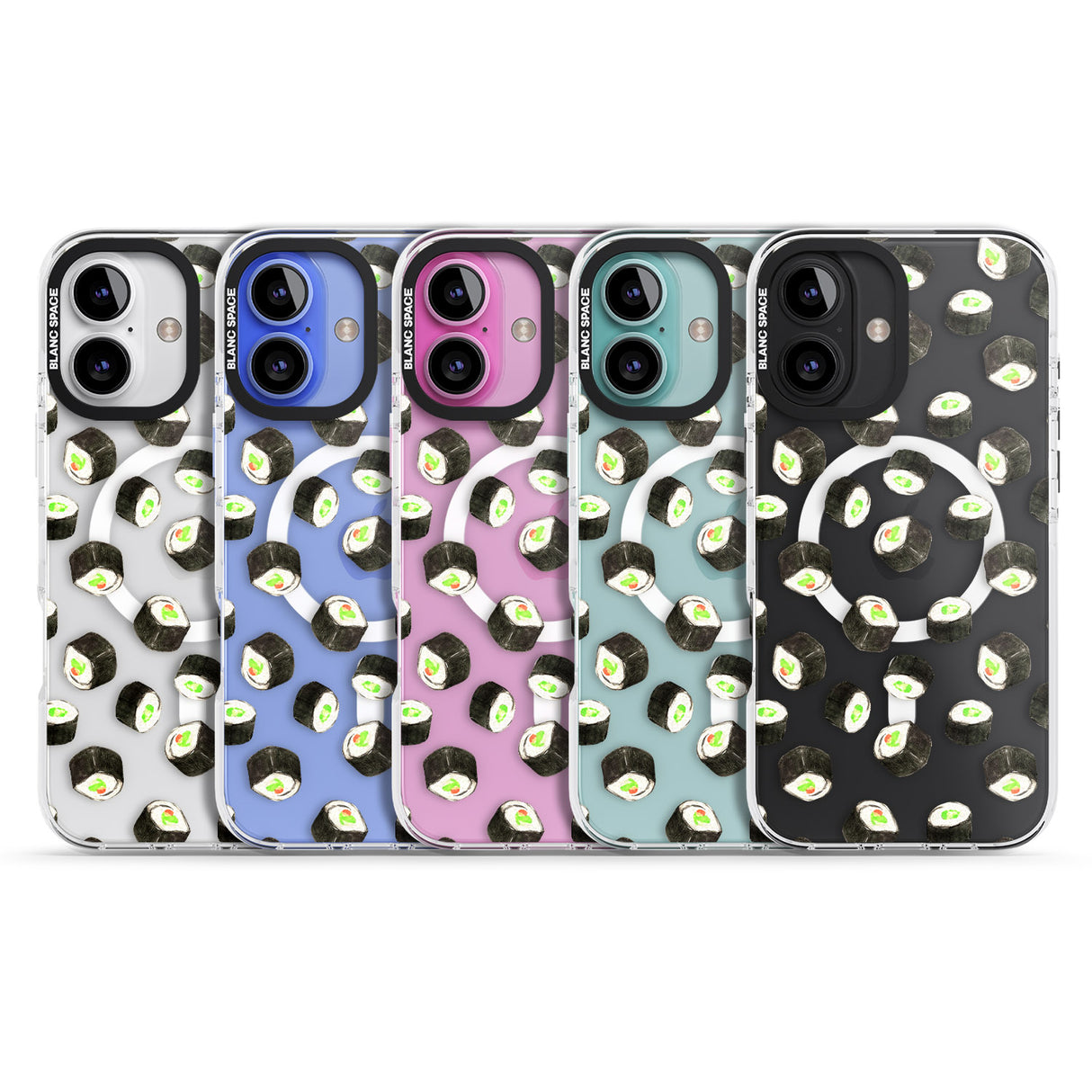 iPhone 16 Pro Max Maki Rolls Sushi Pattern Black Impact Phone Case