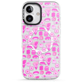 iPhone 16 Pro Max Bright Pink Sushi Pattern Black Impact Phone Case