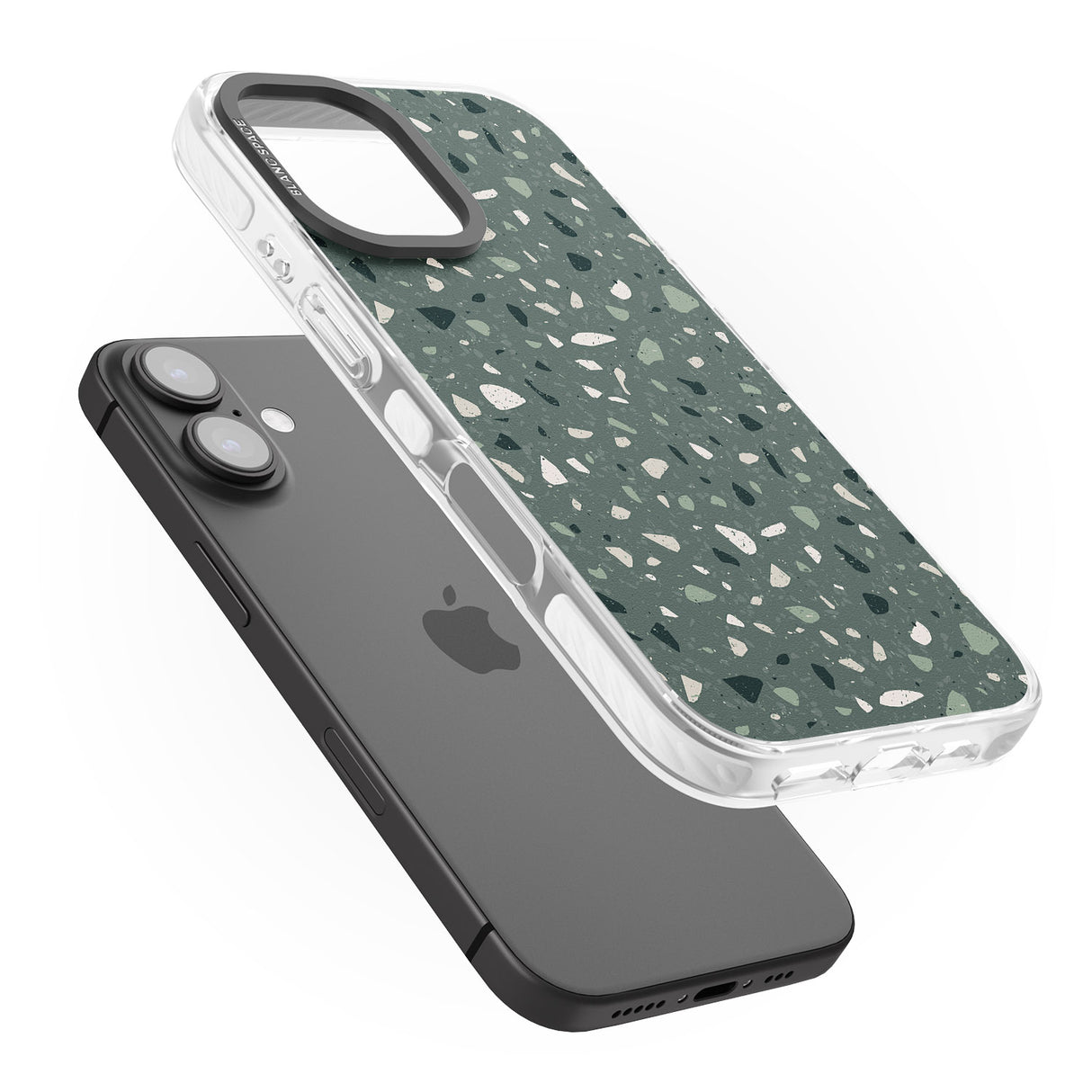 iPhone 16 Pro Max Green & Cream Terrazzo Pattern Black Impact Phone Case