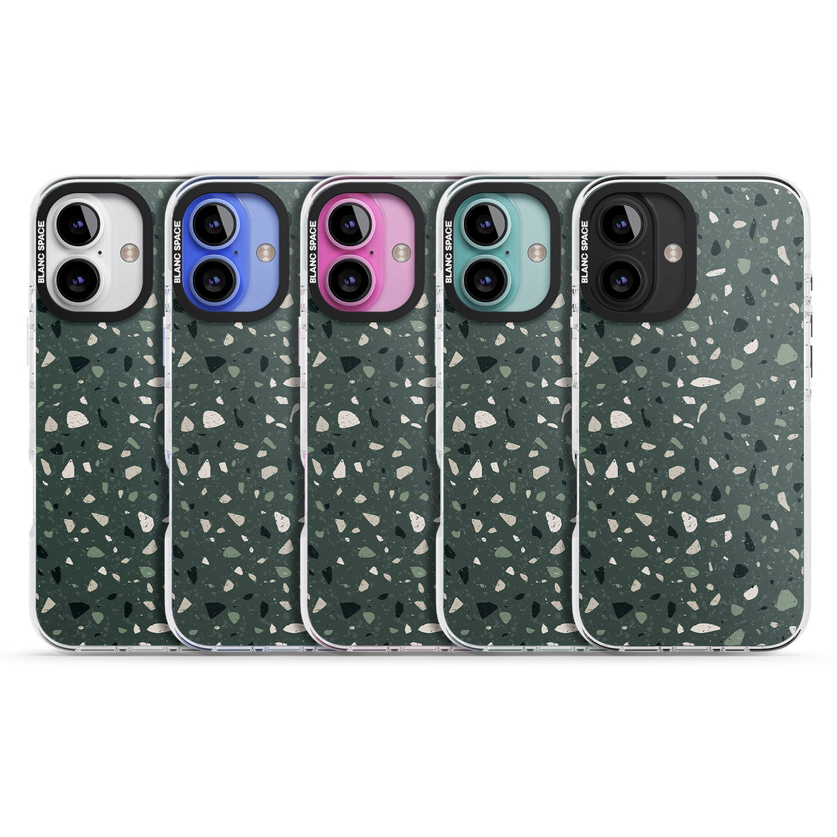 iPhone 16 Pro Max Green & Cream Terrazzo Pattern Black Impact Phone Case