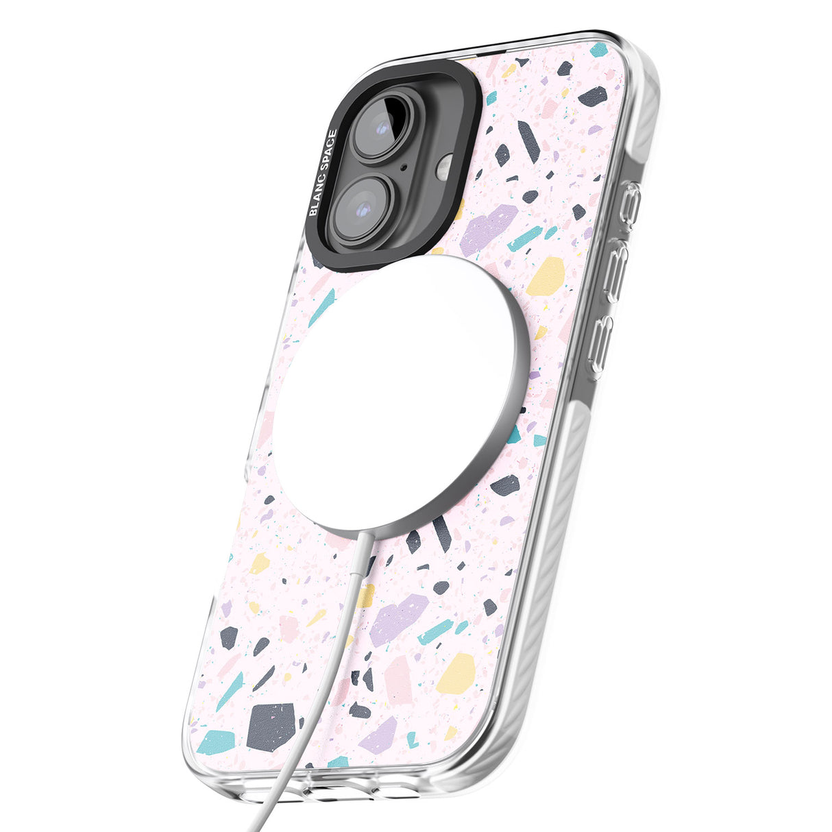 iPhone 16 Pro Max Pink, Purple & Turquoise Terrazzo Pattern Black Impact Phone Case