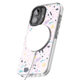 iPhone 16 Pro Max Pink, Purple & Turquoise Terrazzo Pattern Black Impact Phone Case