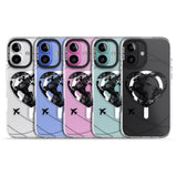 iPhone 16 Pro Max Globe Heart Black Impact Phone Case