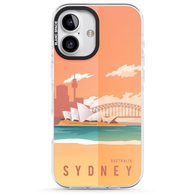 iPhone 16 Pro Max Vintage Travel Poster Sydney Black Impact Phone Case