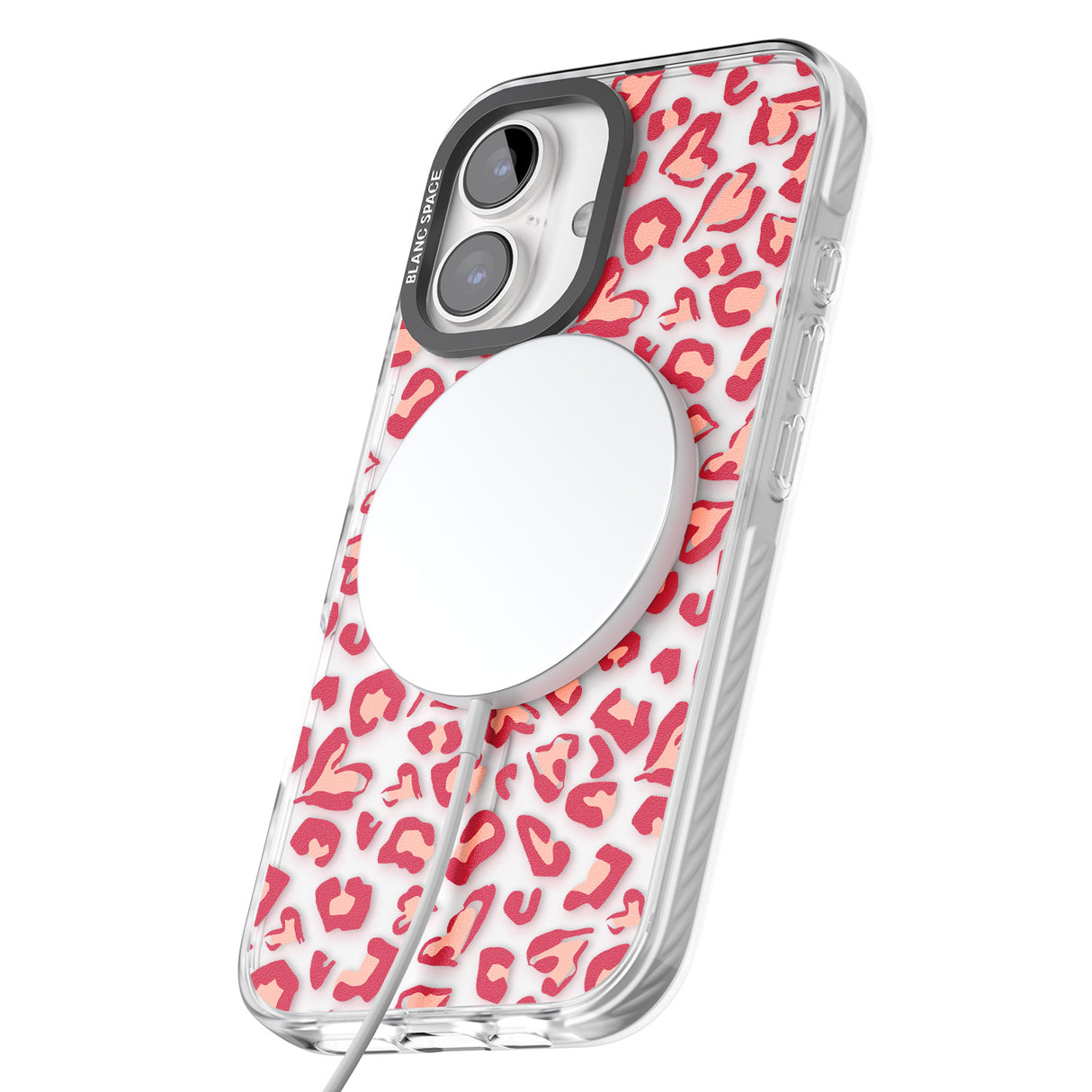 iPhone 16 Pro Max Heart Leopard Print Black Impact Phone Case