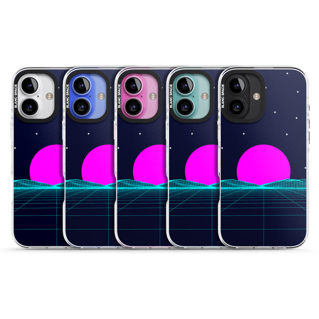 iPhone 16 Pro Max Miami Sunset Vaporwave Black Impact Phone Case