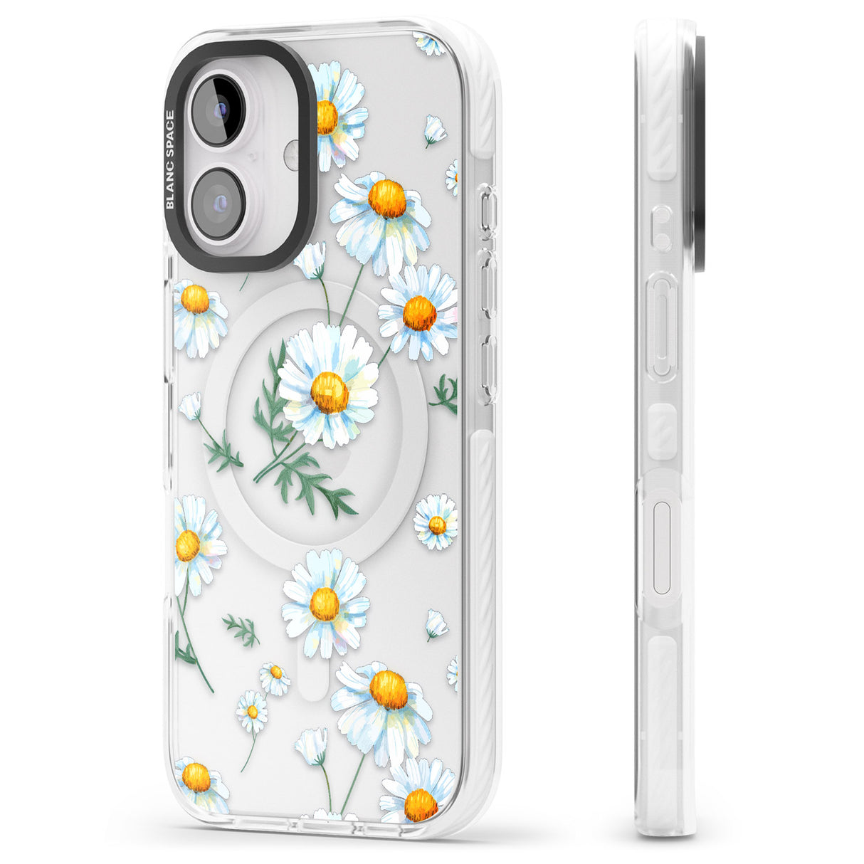 iPhone 16 Pro Max Vintage Painted Daisies Black Impact Phone Case + Magsafe