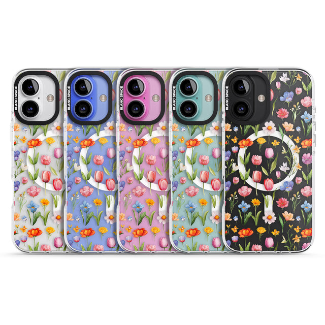 iPhone 16 Pro Max Small Flower Mix Black Impact Phone Case + Magsafe