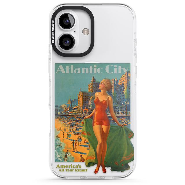 iPhone 16 Pro Max Atlantic City Vacation Poster Black Impact Phone Case