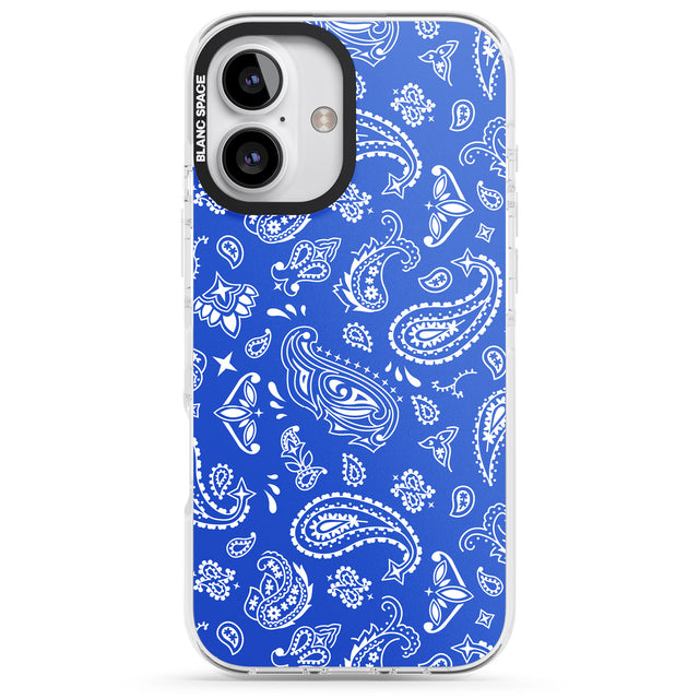 iPhone 16 Pro Max Blue Bandana Black Impact Phone Case