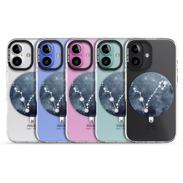 iPhone 16 Pro Max Pisces Zodiac Transparent Design - Blue Black Impact Phone Case