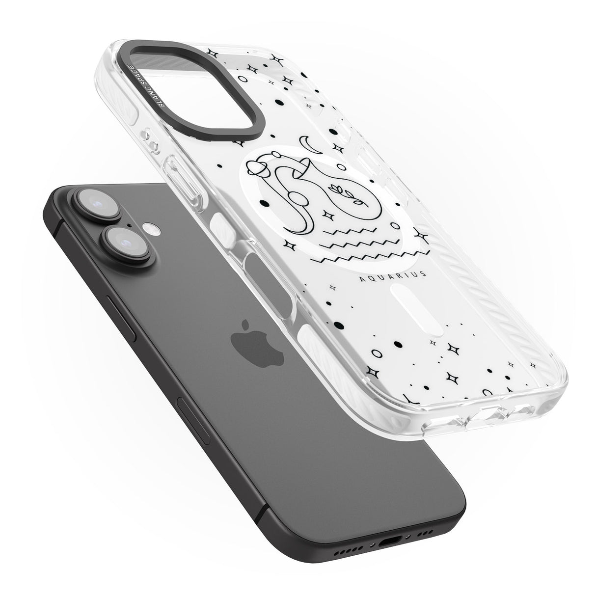 iPhone 16 Pro Max Aquarius Emblem - Transparent Design Black Impact Phone Case