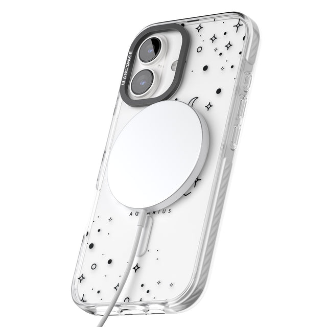 iPhone 16 Pro Max Aquarius Emblem - Transparent Design Black Impact Phone Case