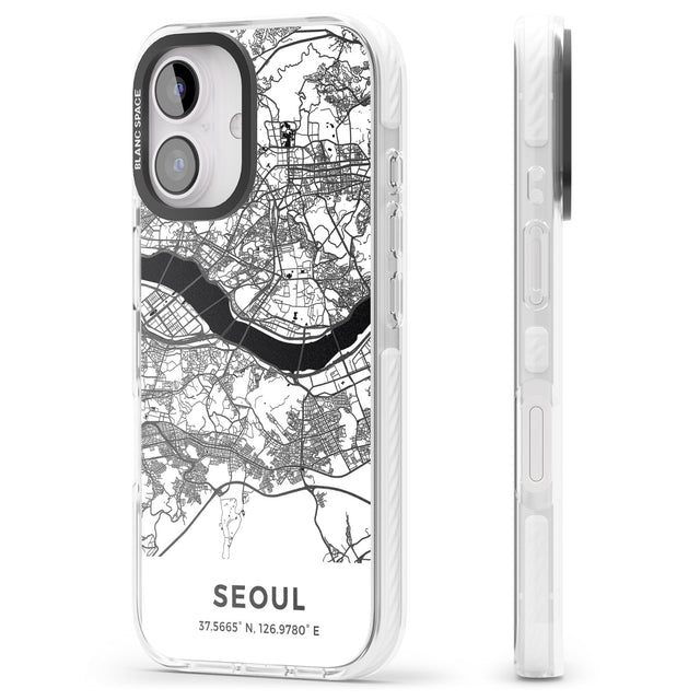 iPhone 16 Pro Max Map of Seoul, South Korea Black Impact Phone Case