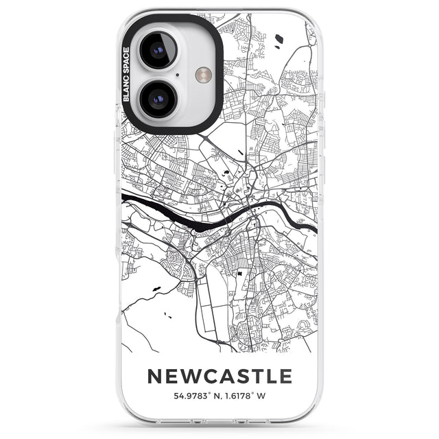 iPhone 16 Pro Max Map of Newcastle, England Black Impact Phone Case