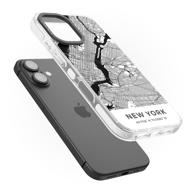 iPhone 16 Pro Max Map of New York, New York Black Impact Phone Case