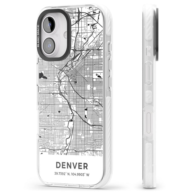 iPhone 16 Pro Max Map of Denver, Colorado Black Impact Phone Case