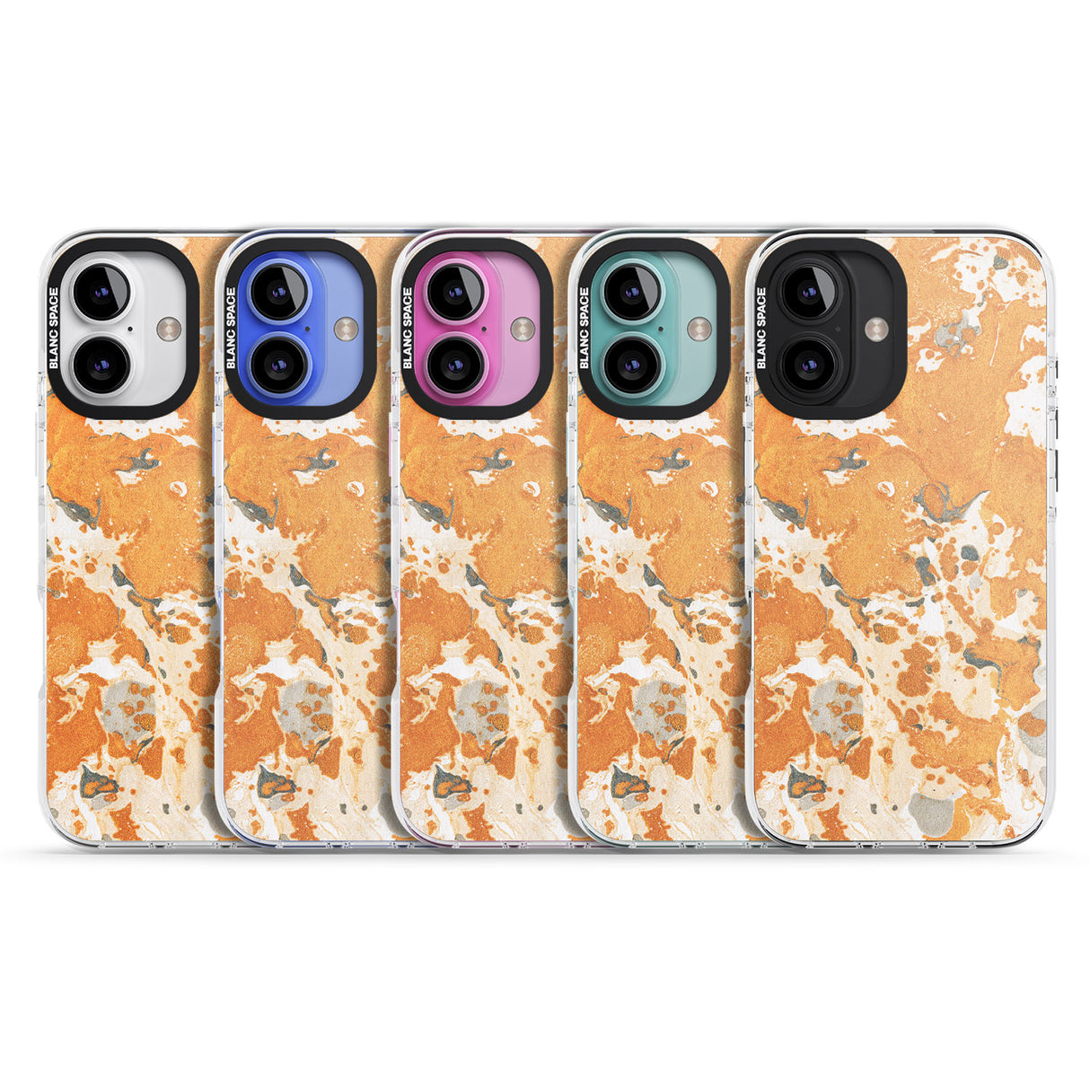 iPhone 16 Pro Max Orange Marbled Paper Pattern Black Impact Phone Case