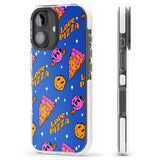 iPhone 16 Pro Max Psychedelic Love Pizza Pattern Black Impact Phone Case