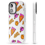 iPhone 16 Pro Max Psychedelic Love Pizza Pattern (Clear) Black Impact Phone Case