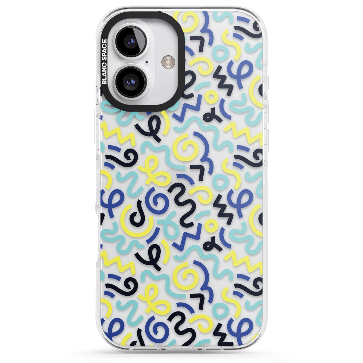 Blue & Yellow Shapes Memphis Retro Pattern Design