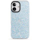 iPhone 16 Pro Max Light Blue Pattern Memphis Retro Pattern Design Black Impact Phone Case