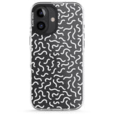 iPhone 16 Pro Max White Wavy Squiggles Memphis Retro Pattern Design Black Impact Phone Case