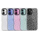 iPhone 16 Pro Max White Wavy Squiggles Memphis Retro Pattern Design Black Impact Phone Case