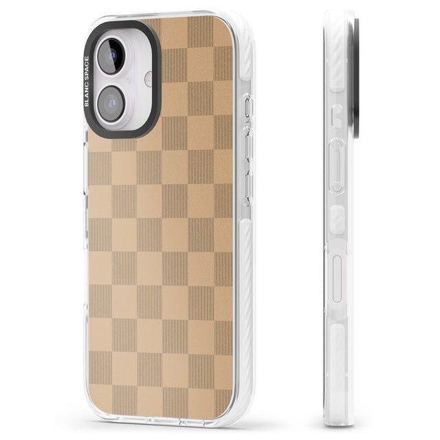 iPhone 16 Pro Max BEIGE CHECKERED Clear Impact Phone Case + Magsafe