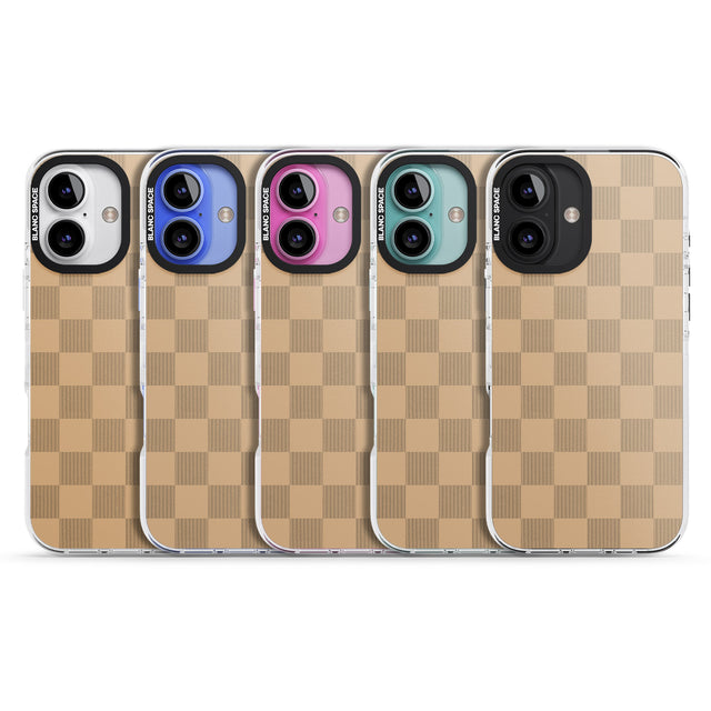 iPhone 16 Pro Max BEIGE CHECKERED Clear Impact Phone Case + Magsafe