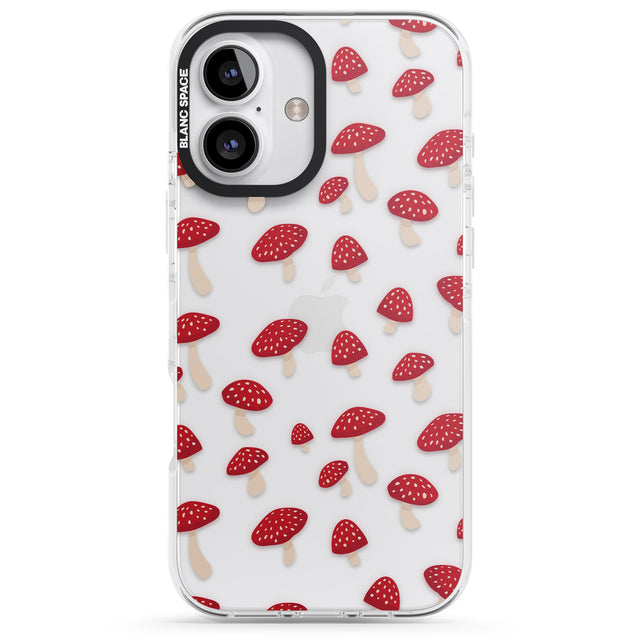 iPhone 16 Pro Max Magical Mushrooms Pattern Black Impact Phone Case