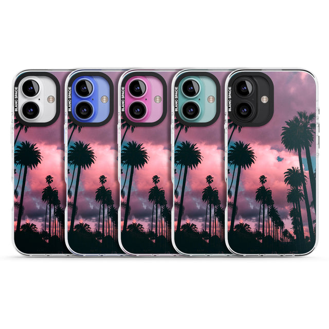 iPhone 16 Pro Max Palm Tree Sunset Photograph Black Impact Phone Case