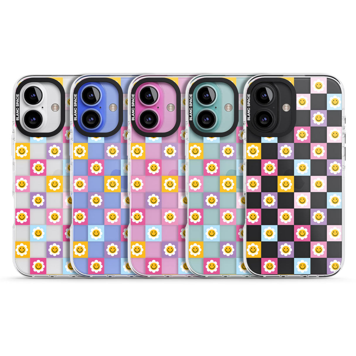 iPhone 16 Pro Max Daisy Squares Pattern Black Impact Phone Case