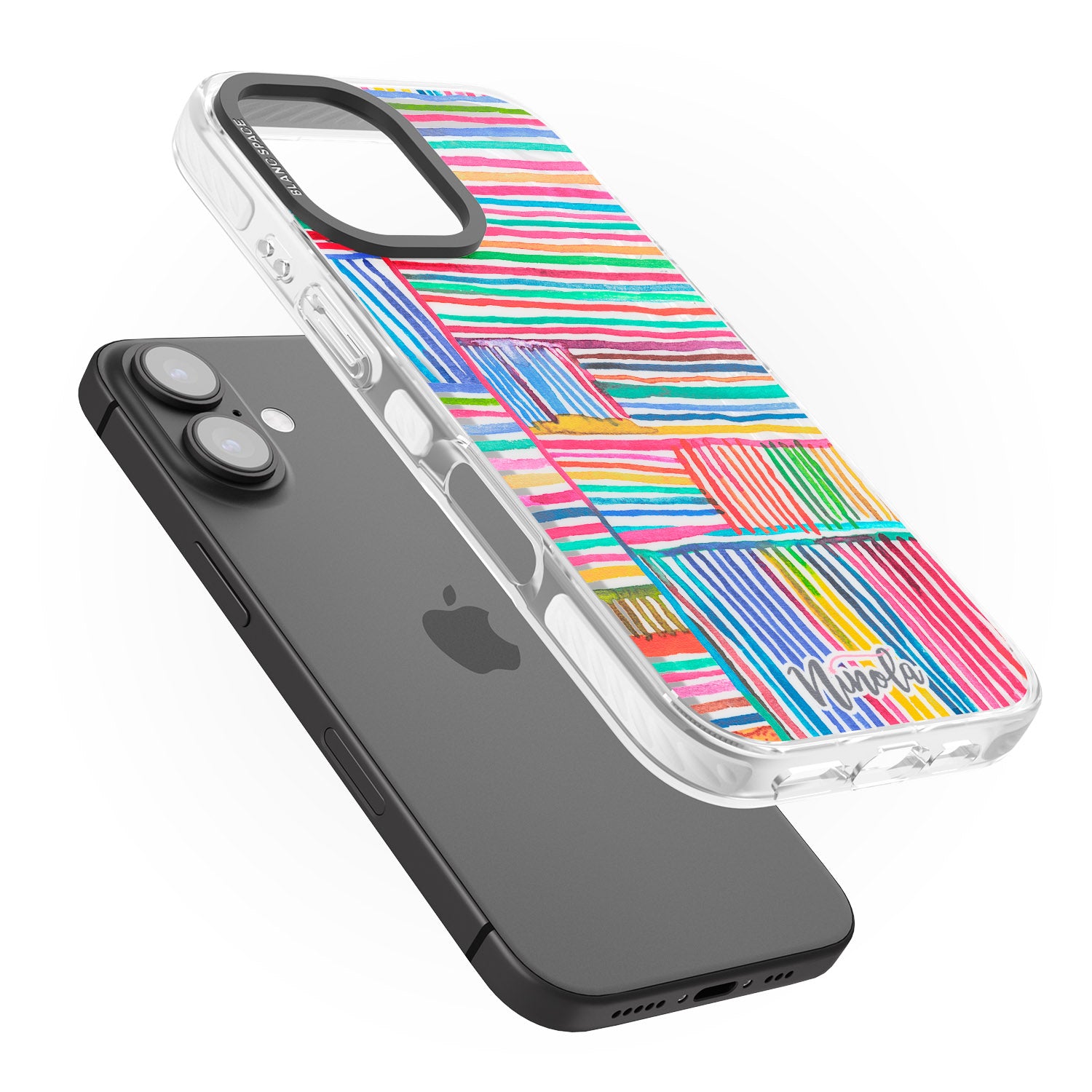 iPhone 16 Pro Max Watercolor Relaxing Lines Black Impact Phone Case