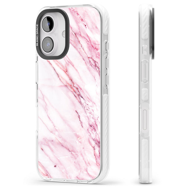 iPhone 16 Pro Max White & Pink Onyx Marble Texture Black Impact Phone Case