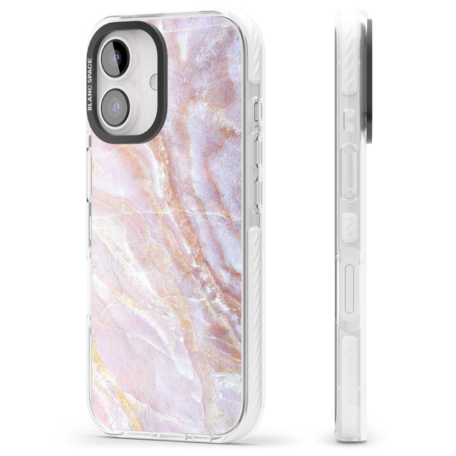 iPhone 16 Pro Max Soft Pink & Yellow Onyx Marble Black Impact Phone Case