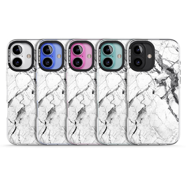 iPhone 16 Pro Max Black & White Stormy Marble Black Impact Phone Case