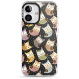 iPhone 16 Pro Max Cute Owl Pattern Black Impact Phone Case