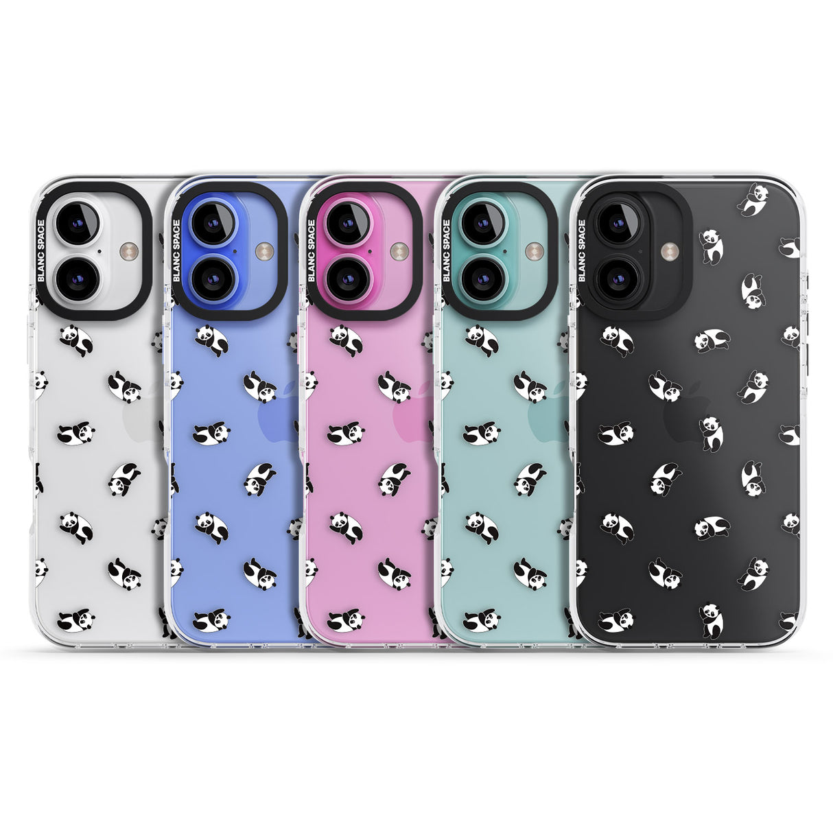 iPhone 16 Pro Max Tiny Panda Pattern Black Impact Phone Case