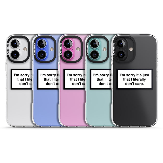 iPhone 16 Pro Max I Literally Don't Care Black Impact Phone Case