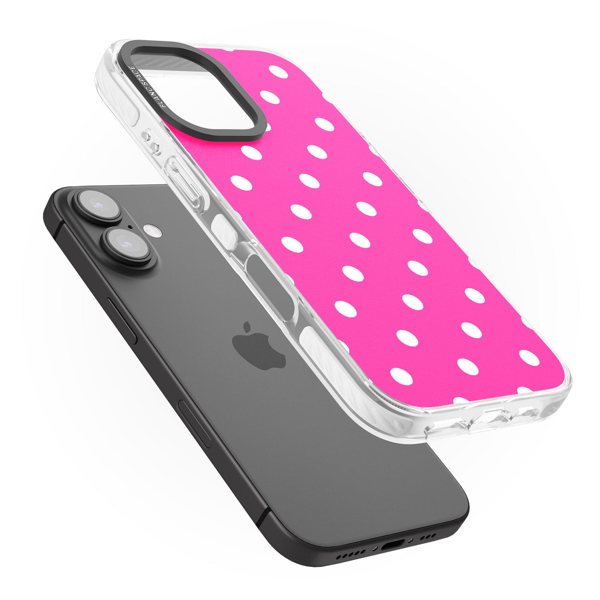 iPhone 16 Pro Max Pink Polka Dot Black Impact Phone Case