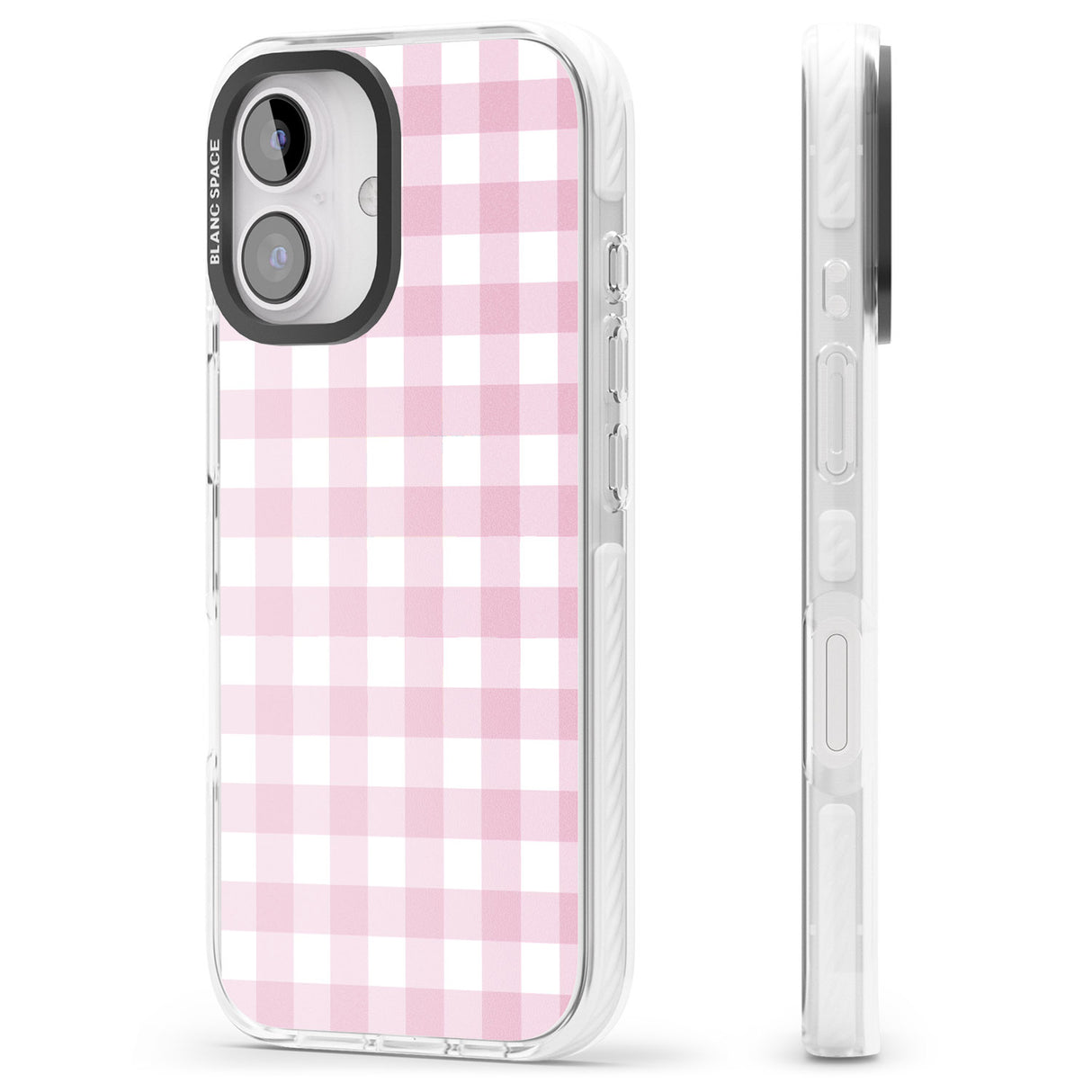 iPhone 16 Pro Max Pink Gingham Pattern Black Impact Phone Case