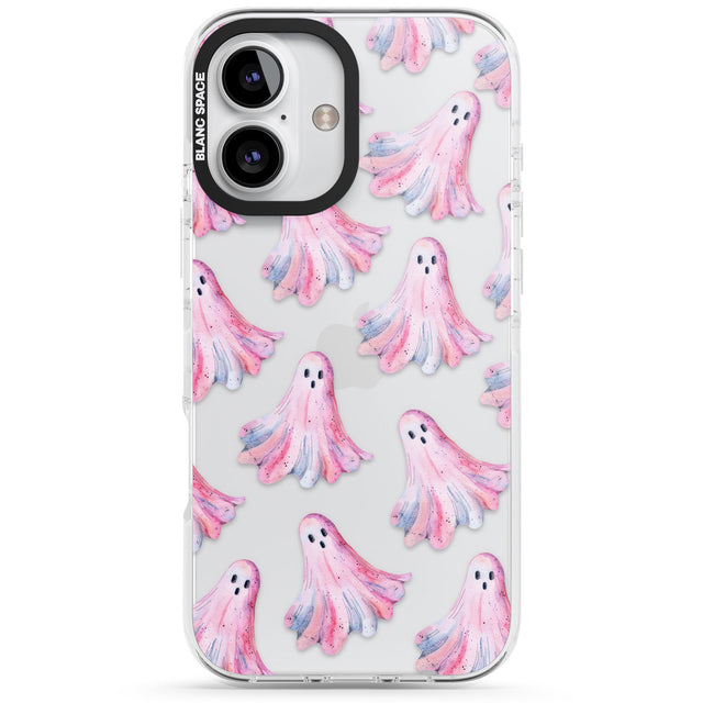 Pink Ghosts Impact Phone Case for iPhone 16, iPhone 16 Plus