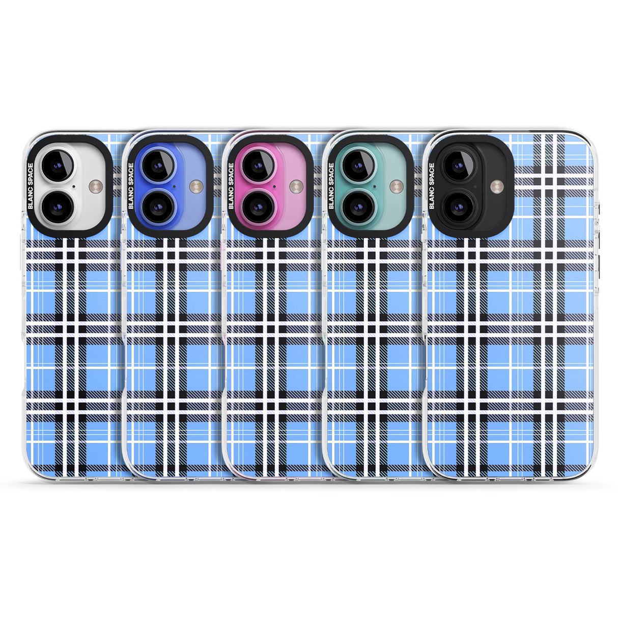 iPhone 16 Pro Max Blue Plaid Black Impact Phone Case