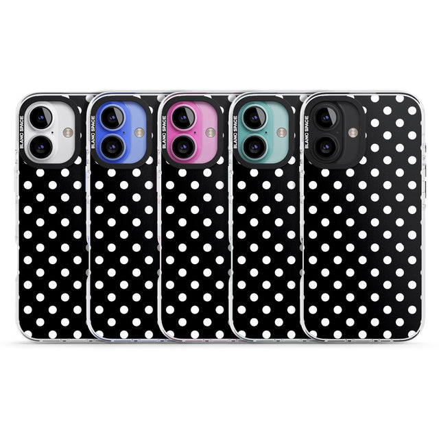 iPhone 16 Pro Max Designer Chic Black Polka Dot Black Impact Phone Case