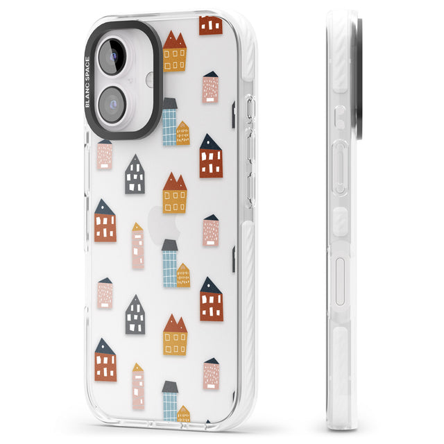 iPhone 16 Pro Max Cute Scandinavian Buildings Black Impact Phone Case