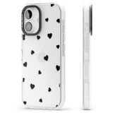 iPhone 16 Pro Max Black Hearts Pattern Black Impact Phone Case