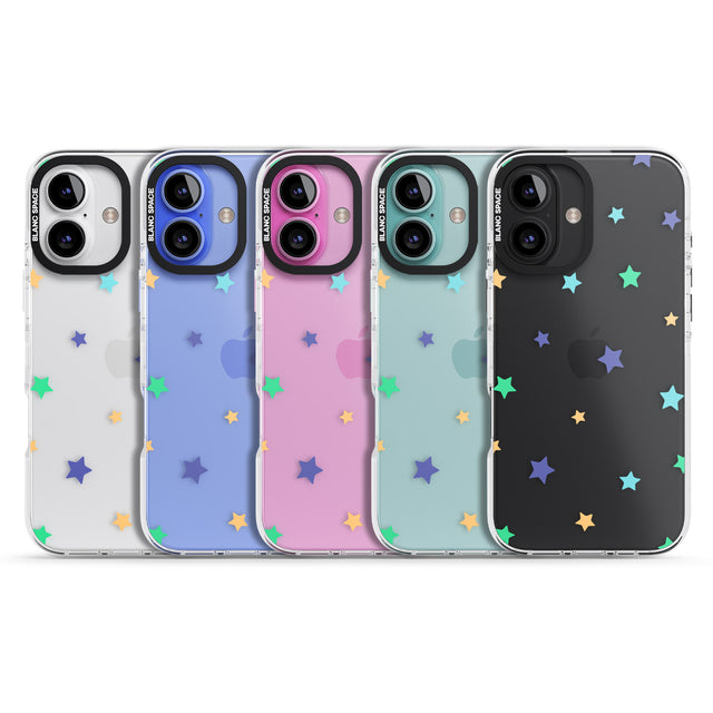 iPhone 16 Pro Max Pastel Stars Pattern Black Impact Phone Case