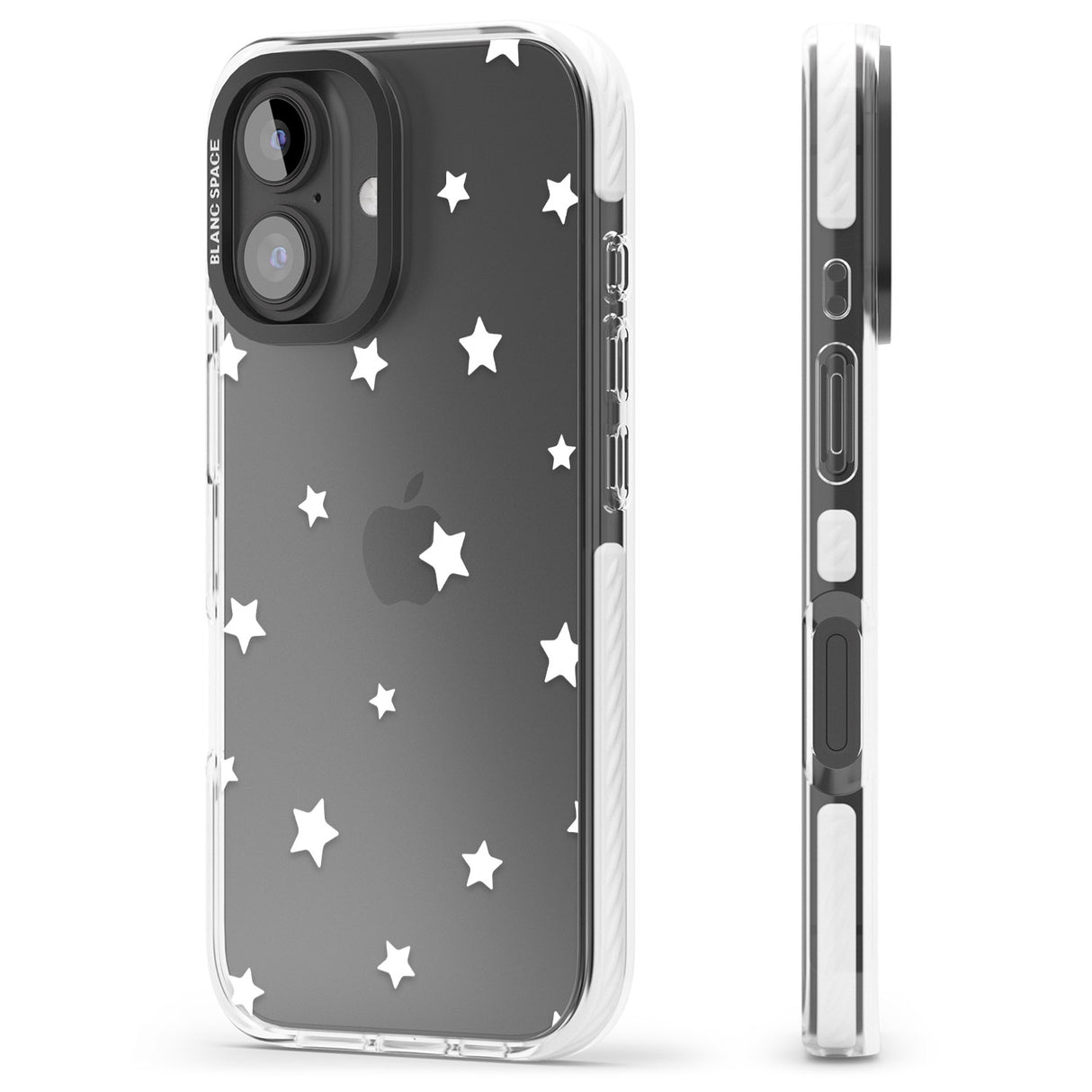 iPhone 16 Pro Max White Stars Pattern Black Impact Phone Case