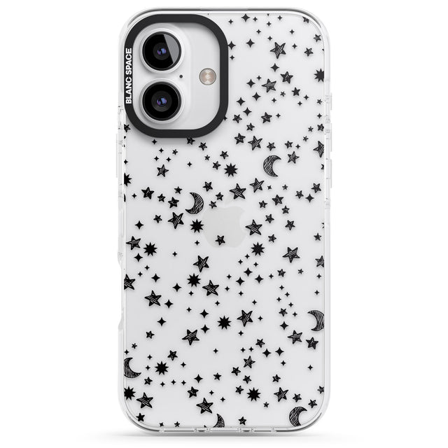 iPhone 16 Pro Max Black Cosmic Galaxy Pattern Black Impact Phone Case